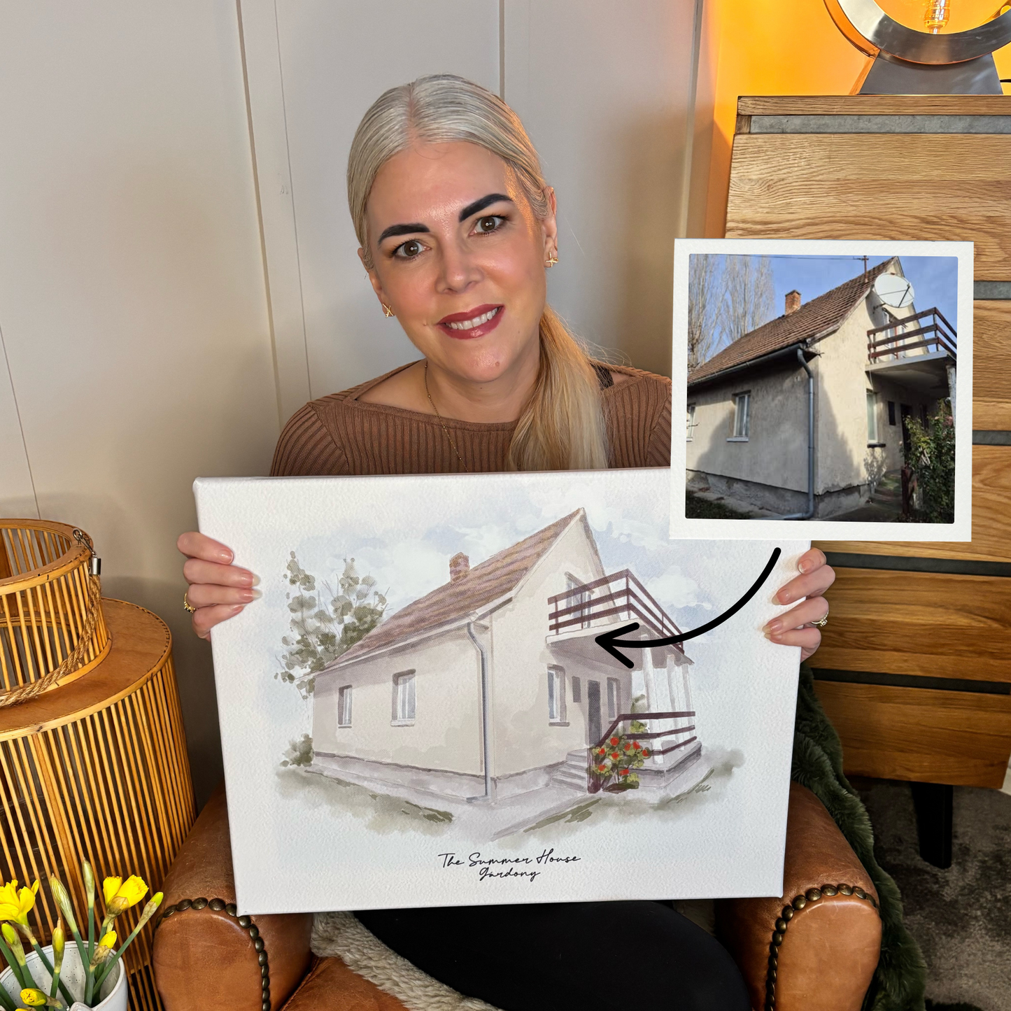 Watercolor Hand Drawn House Portrait
