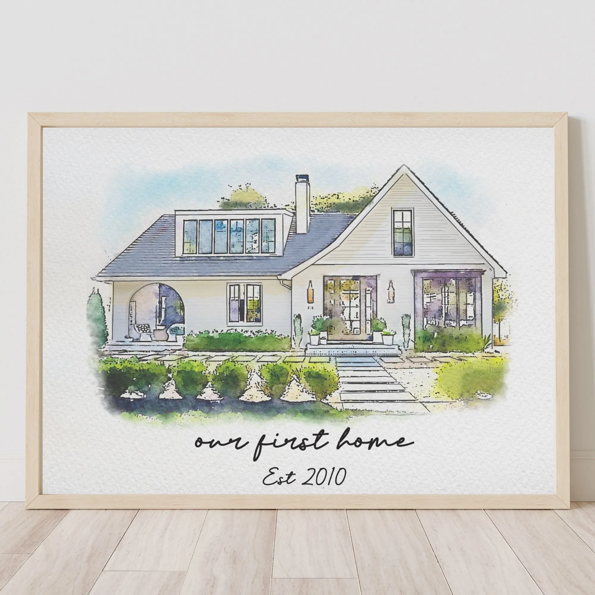 Watercolor Hand Drawn House Portraits